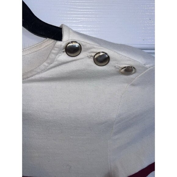 SEZANE Loic Mariniere Striped Top Shirt Black Burgundy Stripe 3/4 sleeve - Picture 3 of 7